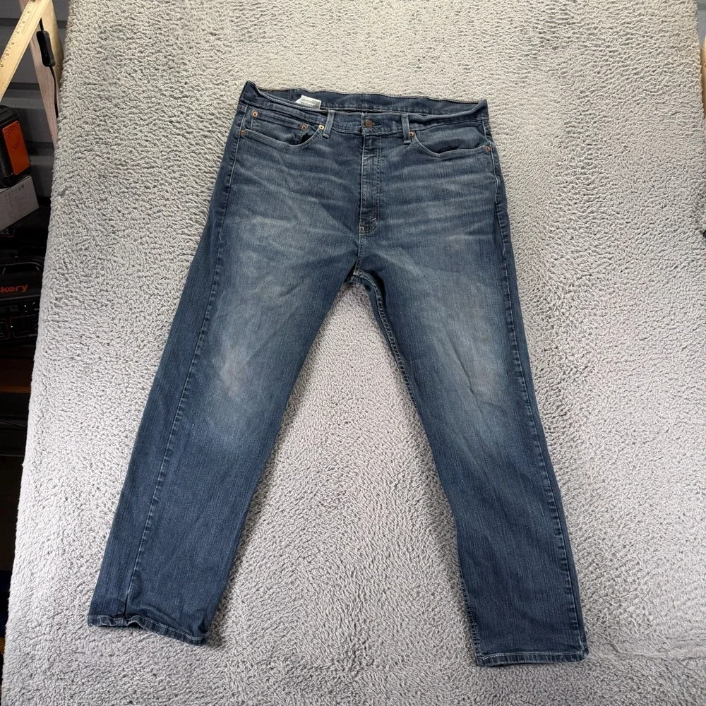 Levi's 505 Jeans Men 38x30 Blue Cotton Denim Straight Leg Workwear Faded Stretch
